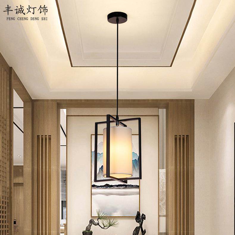 现代新中式床头吊灯简约铁艺餐厅酒店工程别墅庭院茶楼布艺过道灯