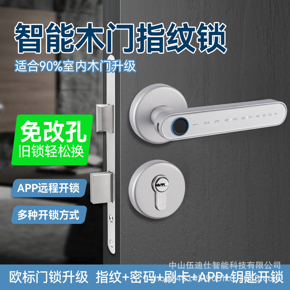 欧式免打孔指纹密码家用智能锁