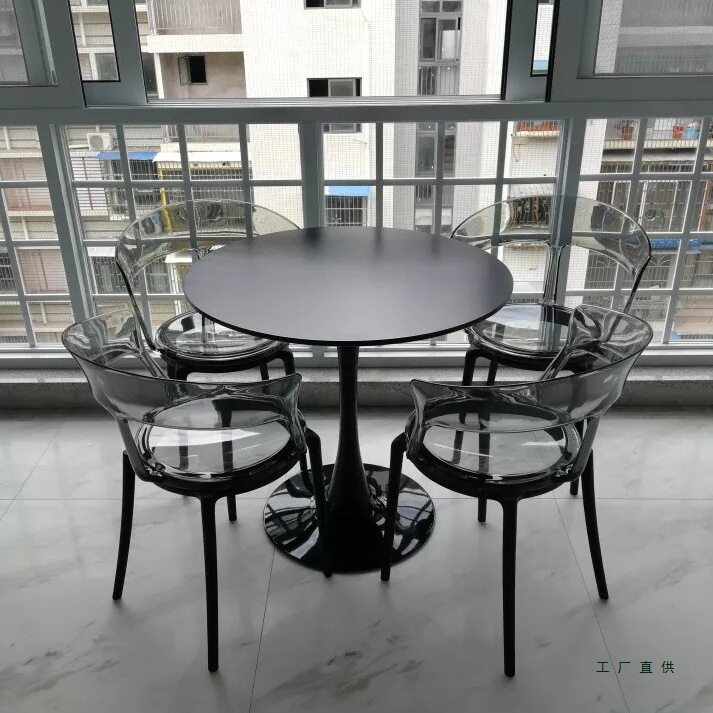 北欧透明加厚塑料靠背餐椅