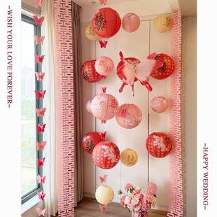 新款节庆纸灯笼挂饰结婚装饰长条喜挂饰婚房布置庭院氛围过节灯笼