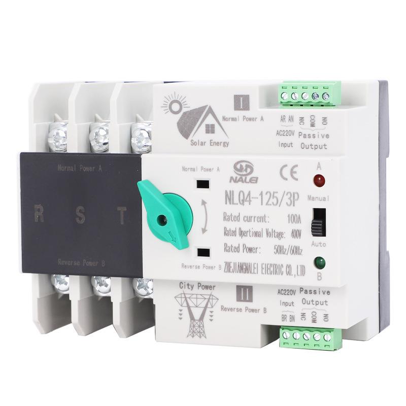 英文不断电双电源自动转换开关NLQ4-125/3P100A80A63A光伏款