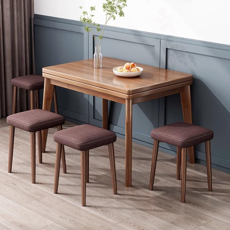实木腿餐桌出租房小户型家用商用北欧简约吃饭桌子长方形桌椅组合
