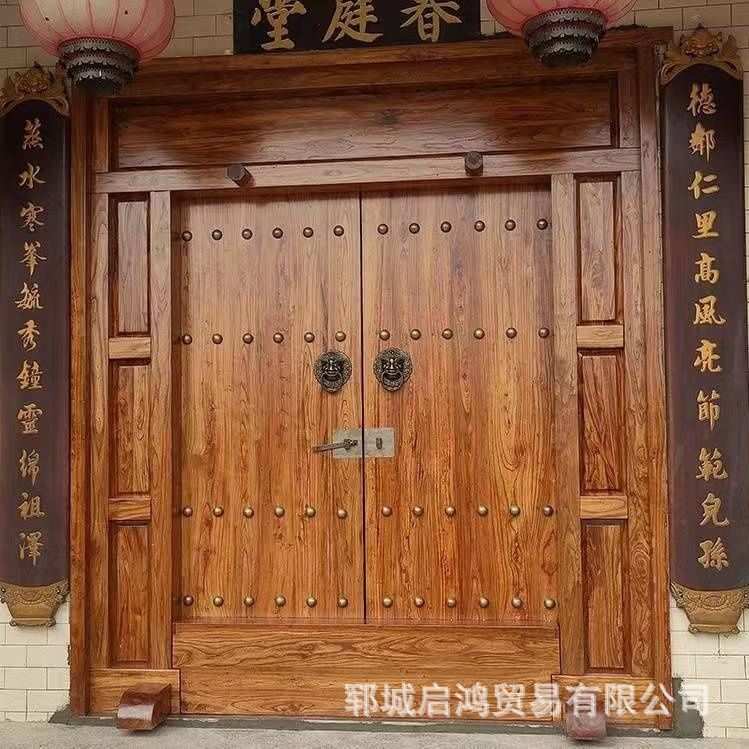 老榆木仿古大门中式别墅庭院大门民宿四合院入户大门祠堂老式门
