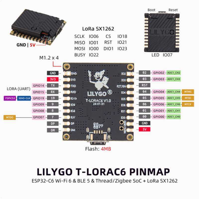 T-LORAC6 ESP32-C6 Zigbee LoRa SX1262 Wi-Fi6&BLE 5 岽恒