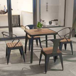 简约户外塑木桌椅组合 庭院阳台洽谈桌椅 咖啡厅室外露天餐桌椅