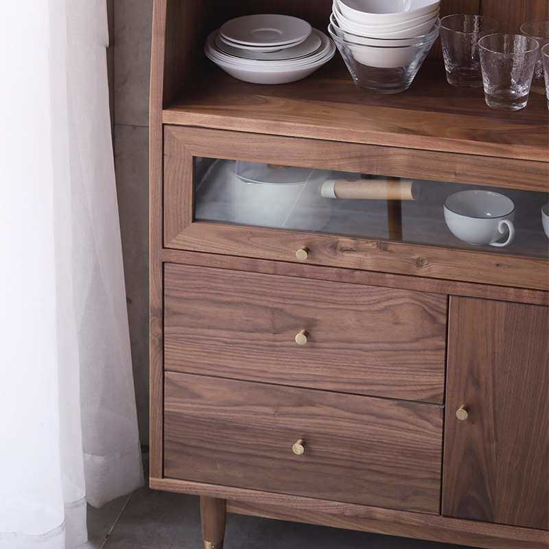 北欧全实木餐边柜现代简约黑胡桃木收纳柜多功能茶水柜储物柜原木