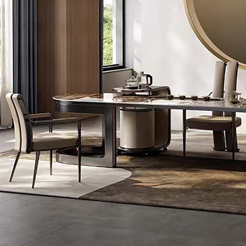 轻奢主人椅子客厅茶室不锈钢感靠背茶椅设计师客人椅餐椅创意餐椅