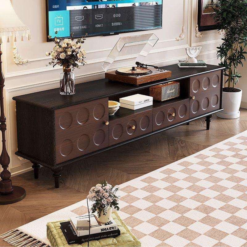 XW法式复古实木格林电视柜黑色小户型客厅家用收纳储物柜中古风