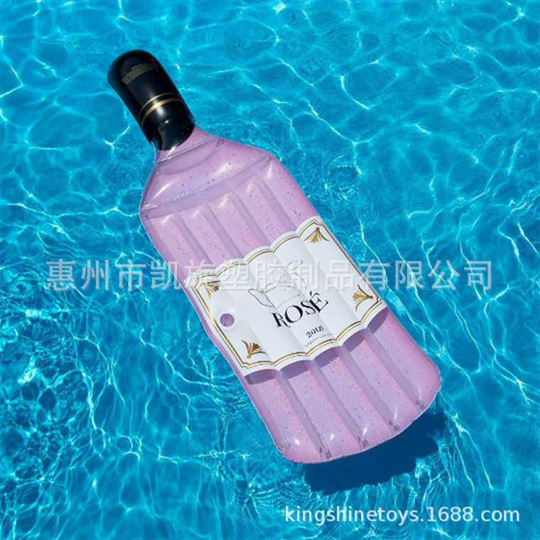 厂家直销充气酒瓶浮排pvc充气瓶子水上躺椅浮床充气漂浮垫