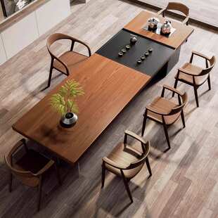 宋式美学新款高端大板茶桌办公室带茶盘烧水壶酒店大堂大型泡茶桌