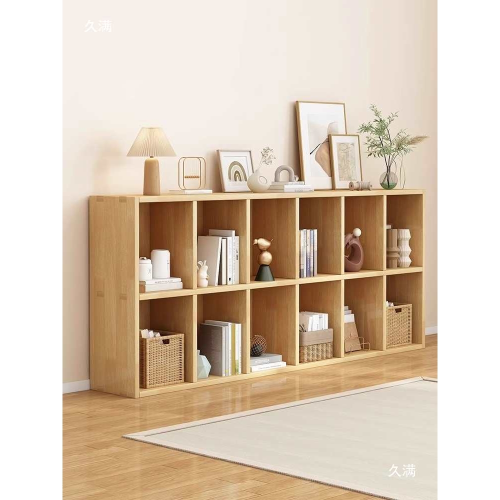 实木书架落地置物架客厅一体靠墙松木矮格子柜组合幼儿园儿童书柜