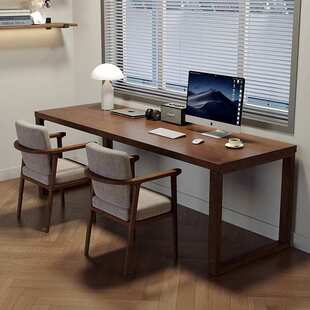 长条桌小型台式桌子长方形办公桌双人书桌家用电脑桌实木腿工作台