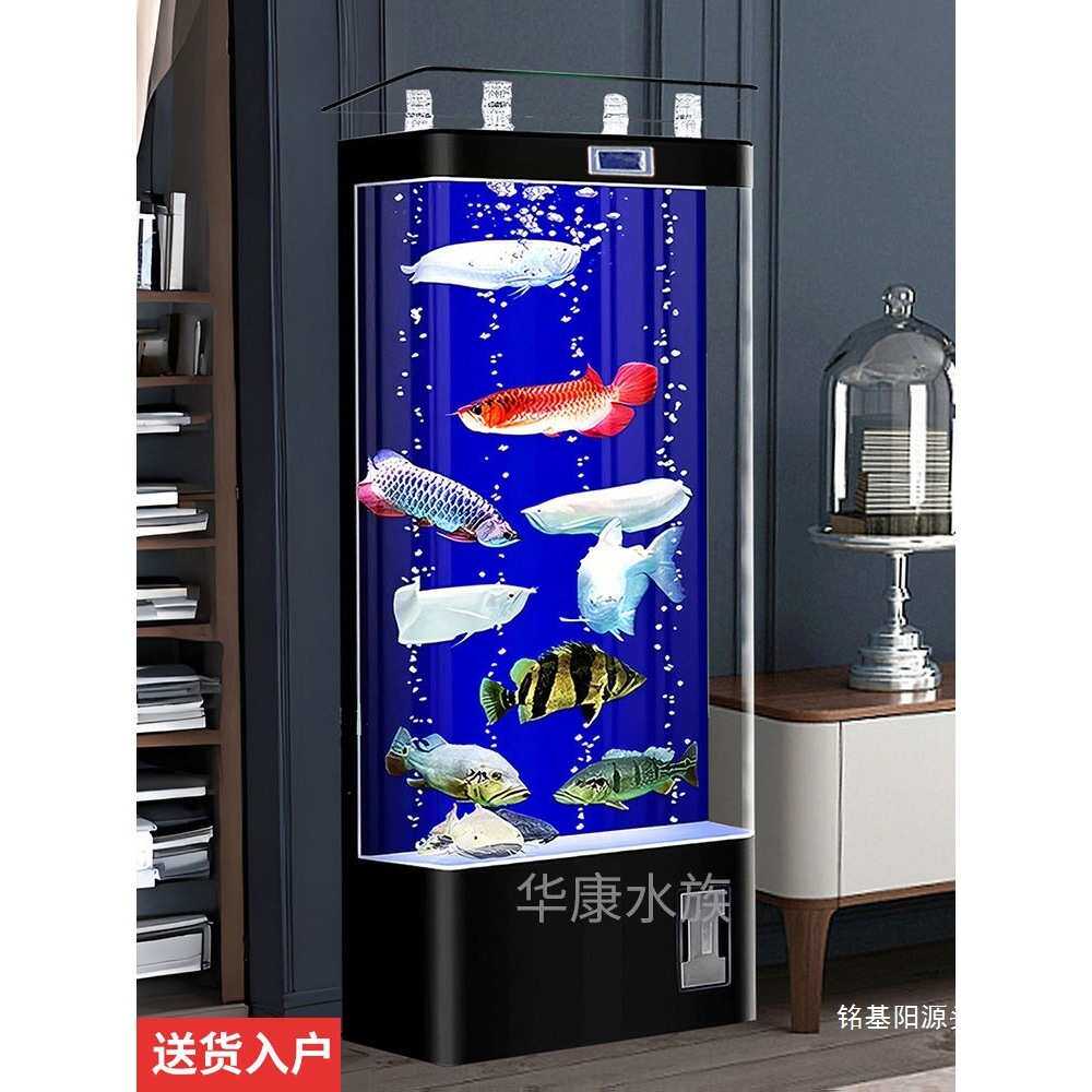 2024新款网红鱼缸客厅电视柜旁落地式方形水族箱背过滤家用金鱼缸