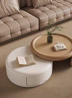 YG-2477A水曲柳原木色实木茶几日式中古奶油风组合设计师储物家用