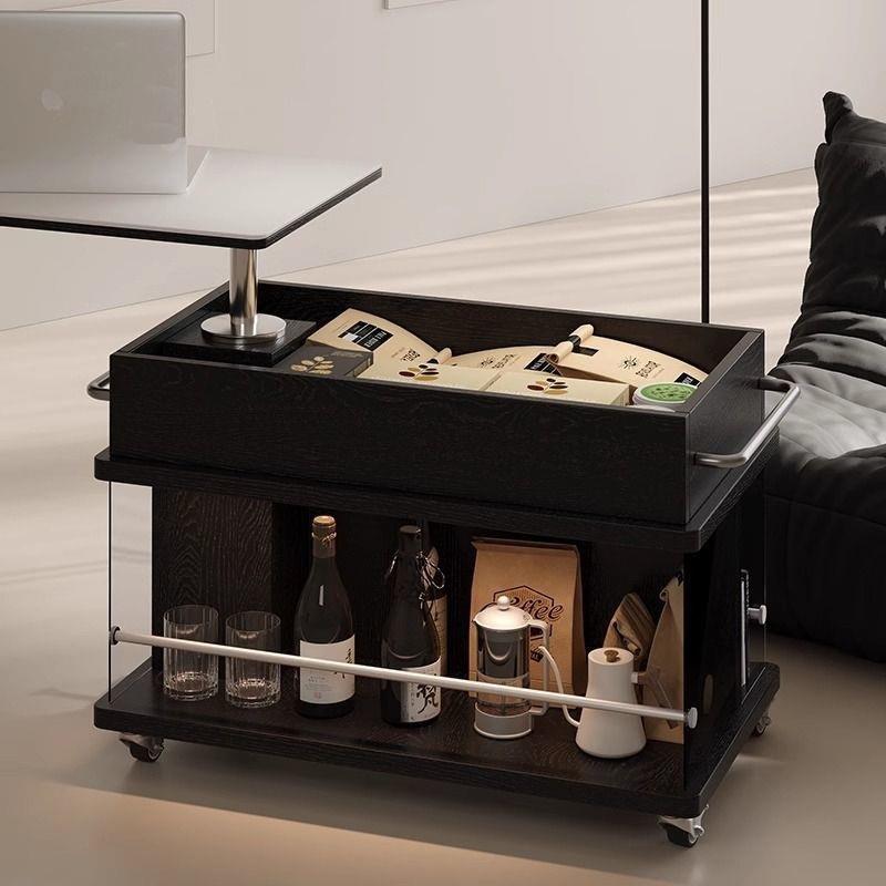 轻奢实木可升降茶几客厅家用小户型阳台茶台桌现代简约移动边柜