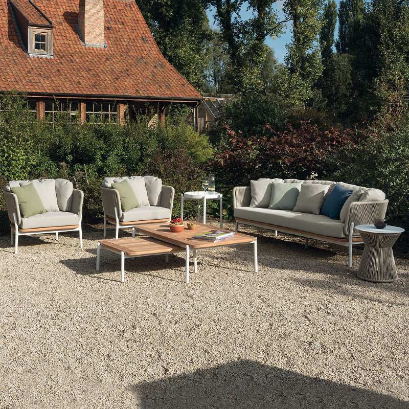 北欧户外沙发茶几组合室外别墅庭院花园酒店民宿露天柚木休闲家具