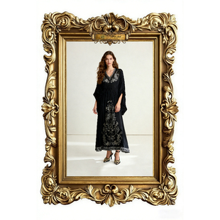 【欧宝莱尔】新款气质时尚刺绣缩褶连衣裙305-25437-1短款