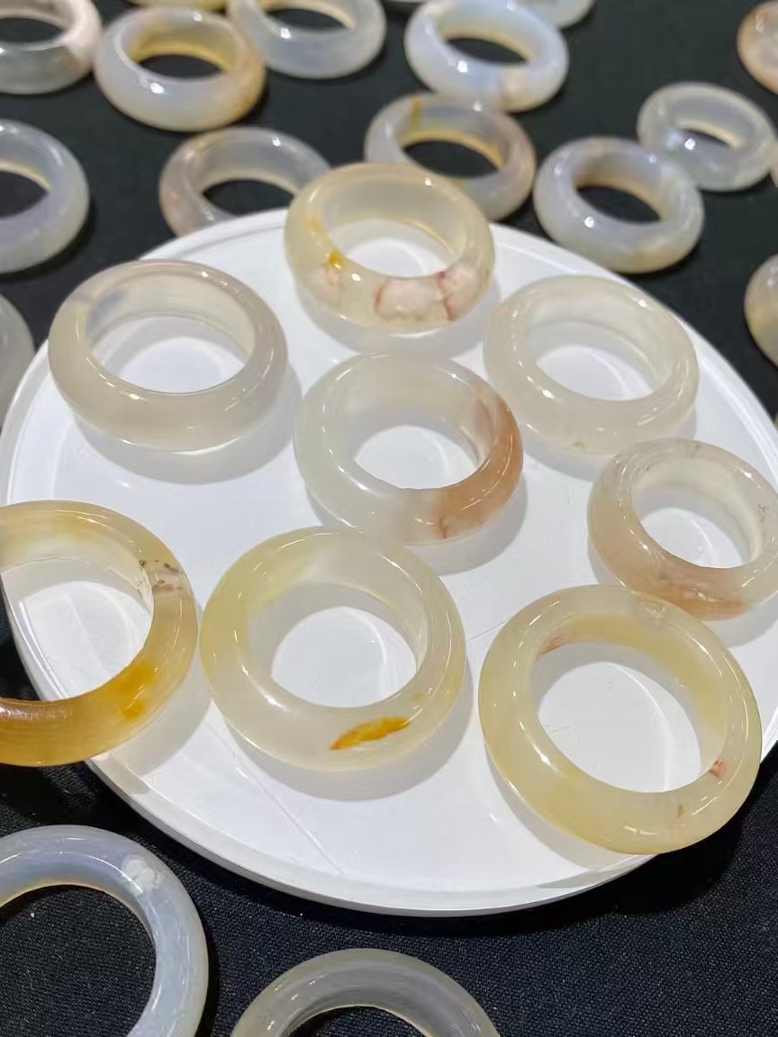 樱花玛瑙指环戒指天然女款时尚百搭饰品礼物送女友闺蜜生日礼物