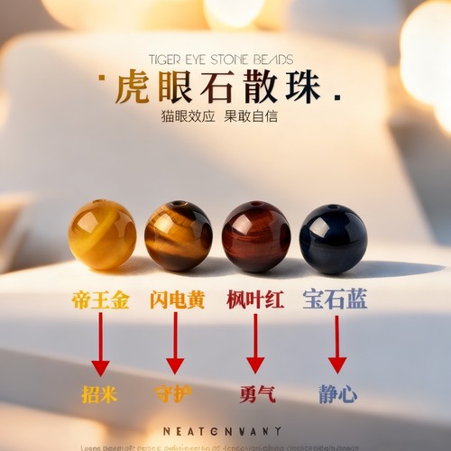 天然闪电纹虎眼石散珠