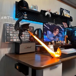 会喷火的龙！暗黑系悬浮龙息灯权力的游戏同款书架角落氛围灯摆件