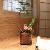 小原流花器花道插花花器 花器 竹编花瓶花篮藤编手工田园摆件日式