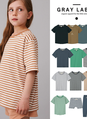 7Z 荷兰gray label SS25儿童有机棉短袖宽松T恤短裤