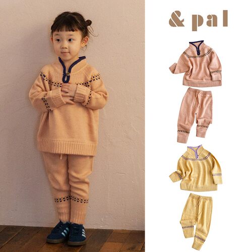 3件5折  日本And Pal FW25儿童毛衣针织套头衫针织裤