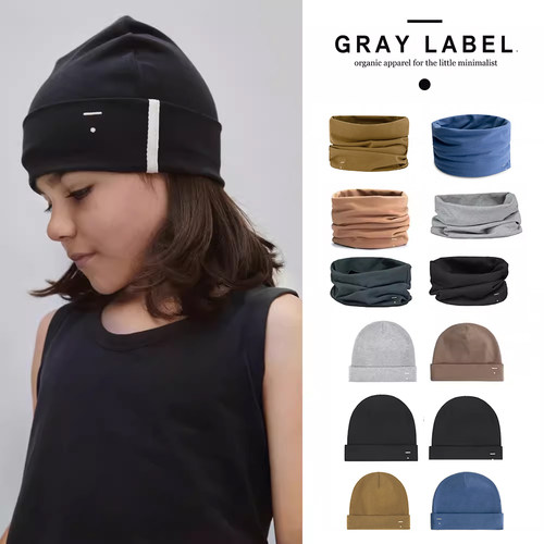 3件5折 荷兰 gray label FW24秋冬儿童有机棉帽子保暖围巾