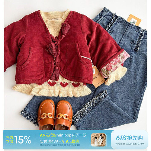 3件5折  印度YOBABYONLINE FW25儿童双面穿灯芯绒夹克外套