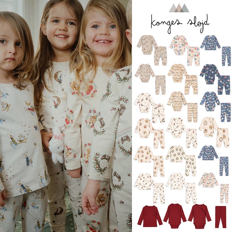 5Z清仓 丹麦Konges Slojd FW25新生儿宝宝圣诞居家服套装