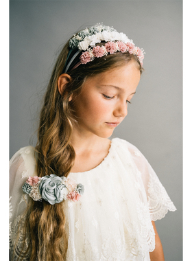 西班牙siena FW23秋冬女宝气质甜美花朵发夹发箍头花