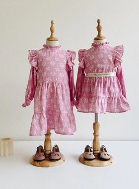 3件5折 the new society FW24秋冬女宝宝纯棉长袖连衣裙