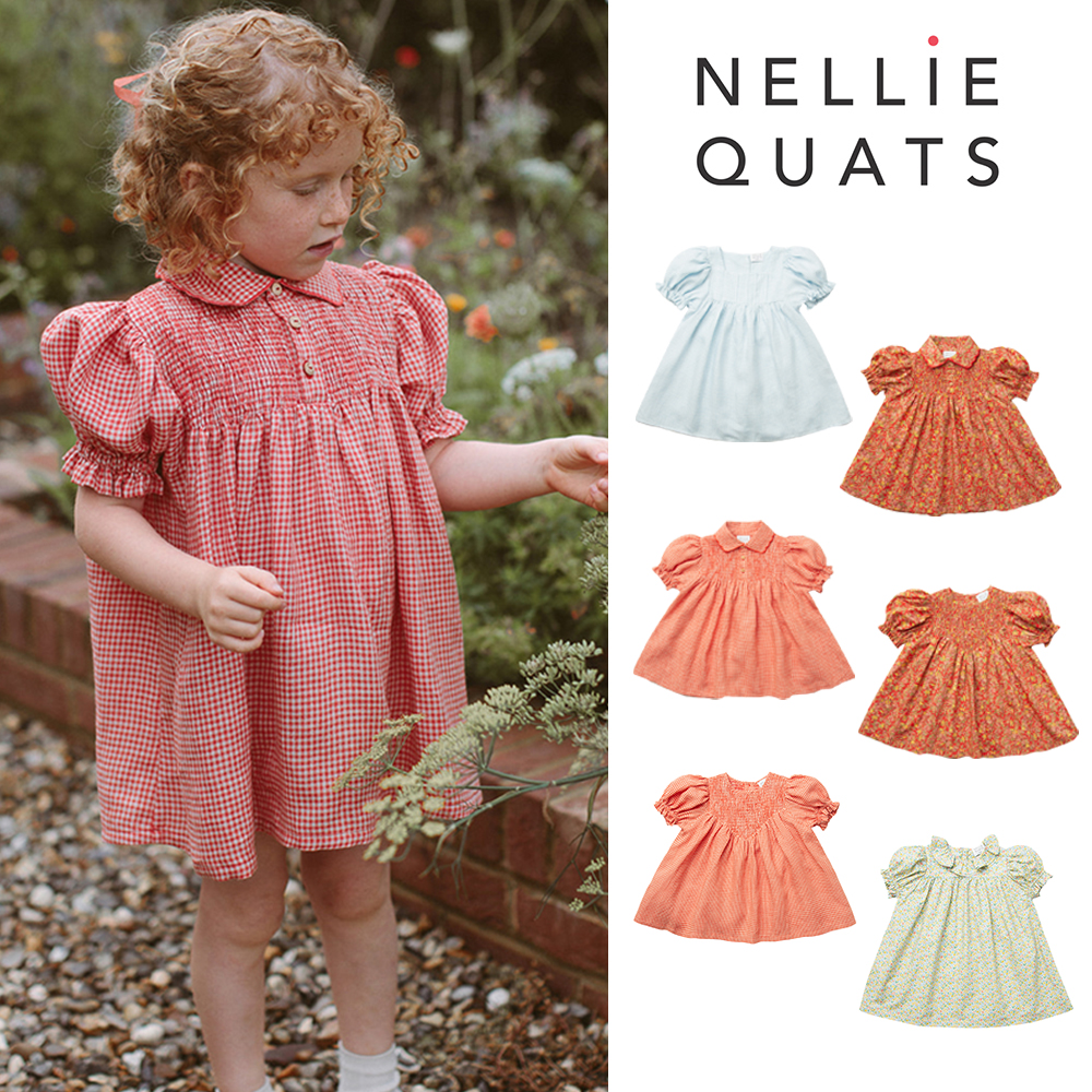 3件5折 英国Nellie Quats SS24春夏女宝宝亚麻碎花连衣裙