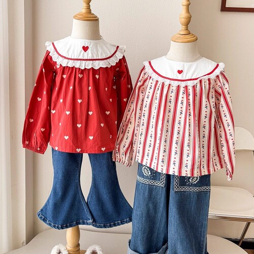 5Z  丹麦floess FW25秋冬女宝长袖印花衬衫上衣