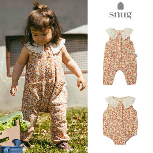 6Z 葡萄牙snug SS26春夏女宝印花棉麻无袖包屁衣连体衣