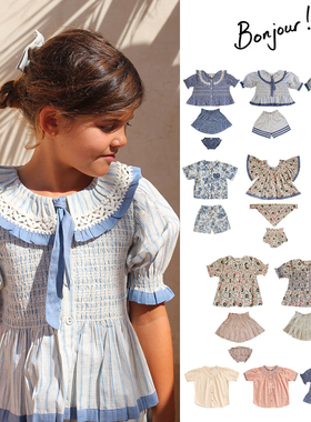 3件5折 法国bonjour SS24儿童上衣包屁衣半裙连衣裙短裤