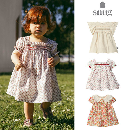 6Z  葡萄牙snug SS26春夏女童宝宝印花棉麻短袖连衣裙