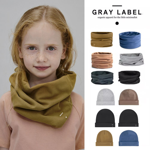 3件5折 荷兰 gray label FW24秋冬儿童有机棉帽子保暖围巾