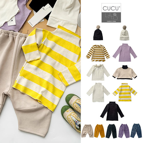 3Z清仓 现货CUCU LAB FW24儿童中性半高领打底衫T恤裤子帽