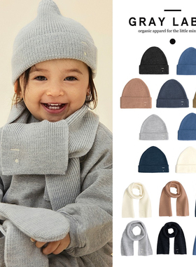 3件5折 荷兰gray label FW24秋冬儿童针织帽子保暖围巾