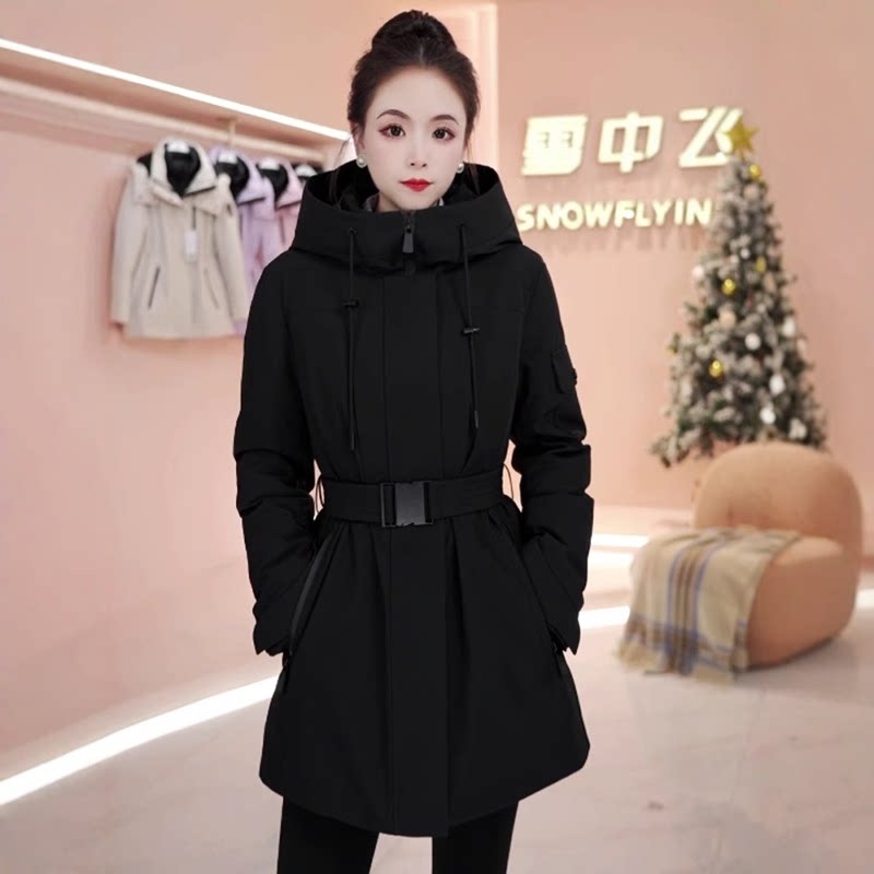 雪中飞白鸭绒三防连帽派克羽绒服