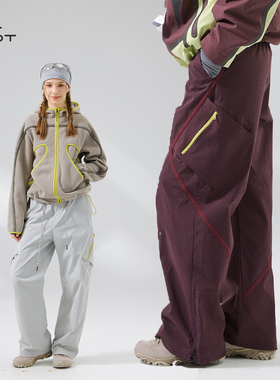 玩趣山林 软壳防水冲锋裤秋冬户外徒步登山褶皱伞兵运动休闲裤