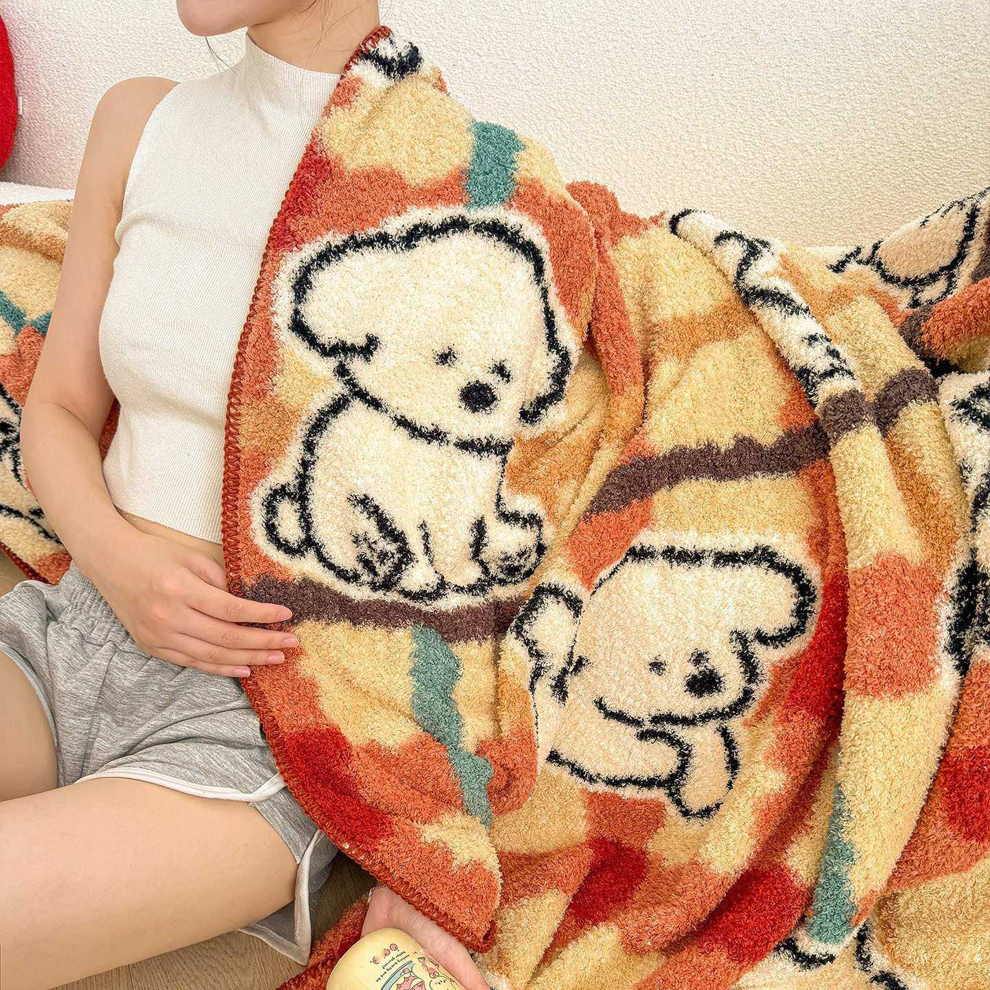 ins美拉德风格毛毯A类半边绒线头狗狗卡通沙发盖毯办公室午睡毯子,基础建材,脚轮/万向轮,淘宝优惠券,粉丝福利购,淘宝优惠卷