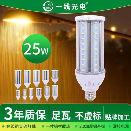 25w螺口灯泡杆路灯照明宽压足瓦铝材玉米灯庭院灯中华灯led光源