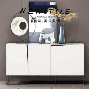 白色钢琴烤漆餐边柜意式风格玄关鞋柜简约茶水柜储物柜整装轻奢风