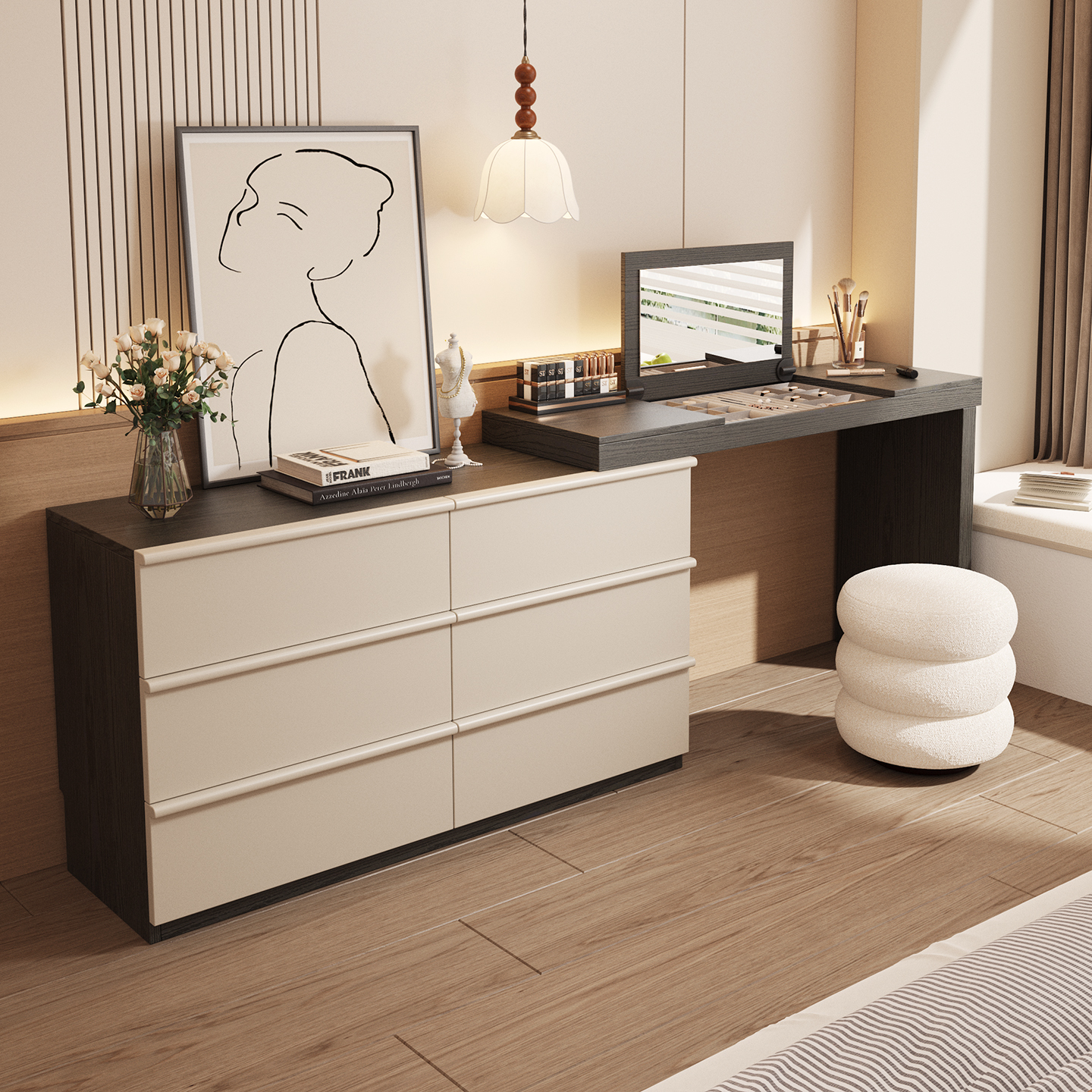 2025新款主卧化妆桌斗柜一体