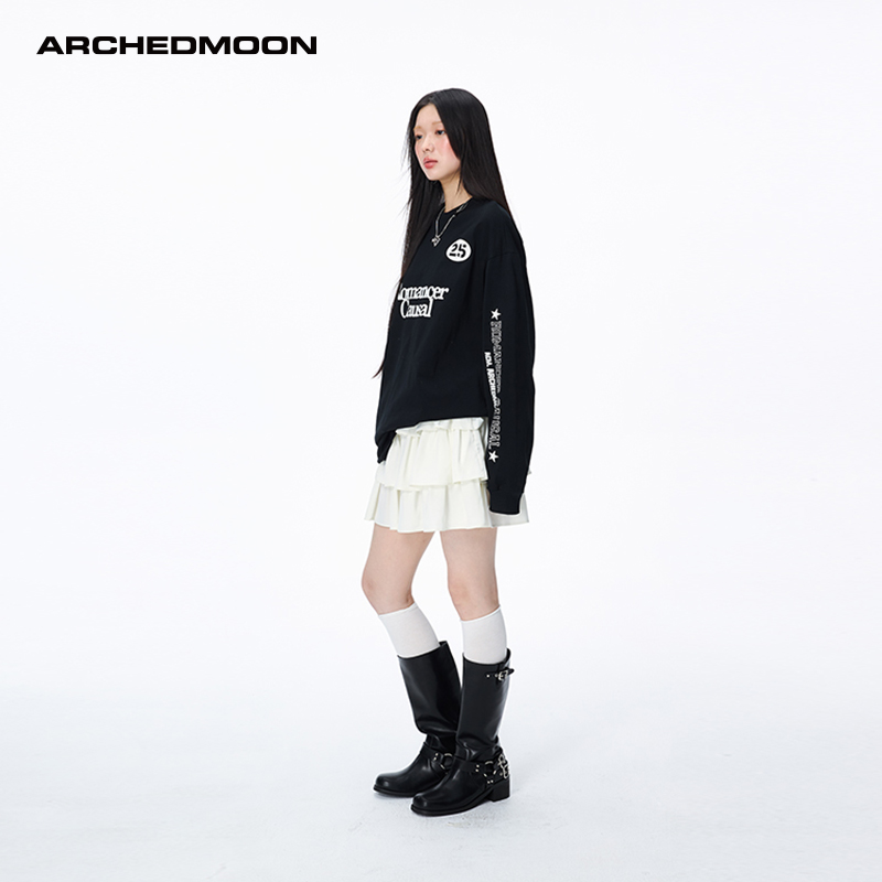 黑色长袖t恤宽松慵懒球衣风卫衣