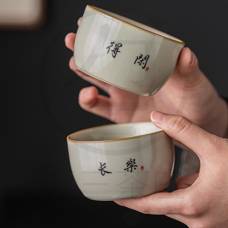 国潮新款个人可养茶具风汝窑功夫中国喝茶茶杯大开片家用专用号主