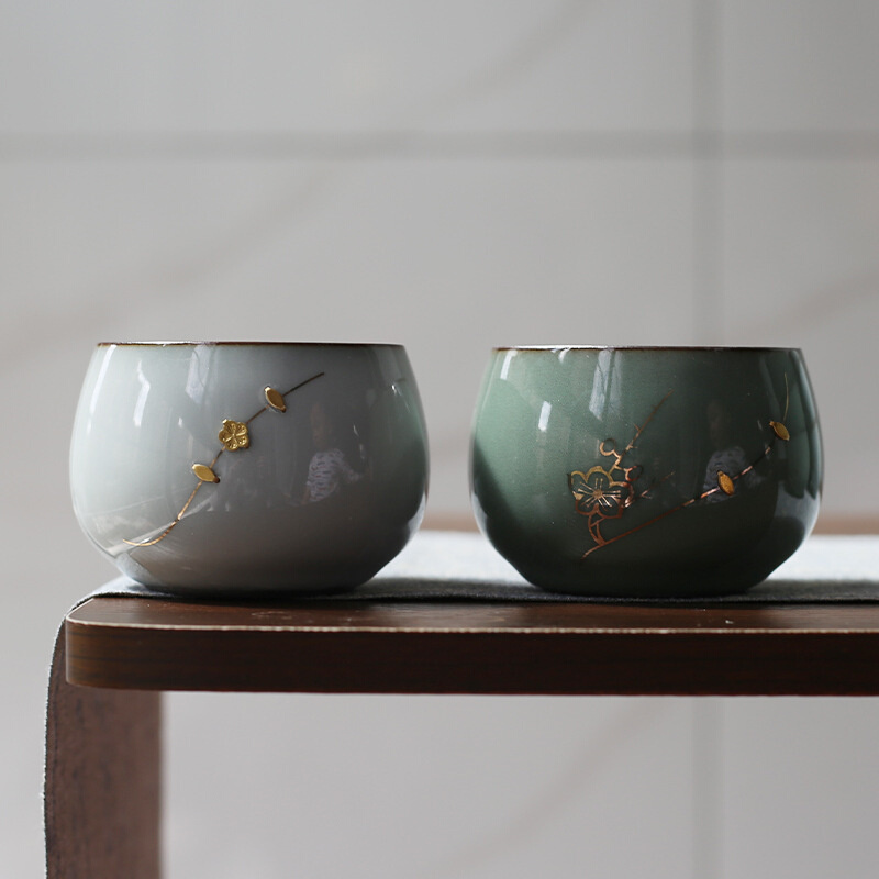 锔专用茶杯个人瓷杯单杯官窑茶具茶盏碗杯主人杯品茗杯钉陶瓷茶杯