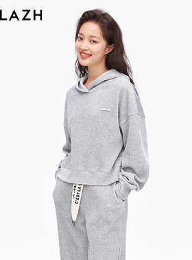 URLAZH有兰新款灰色休闲宽松长袖运动连帽卫衣女IM3SW88